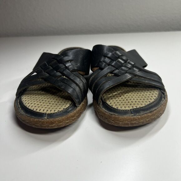 Born Brown Woven Leather Cushioned Slide Sandals US 7 M/W - Picture 3 of 10